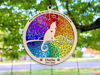 Pet Memorial Suncatcher| Loss of Pet Sympathy Gift| Handmade Custom Name Cat Decor, Engraved Cat Lovers Gift for Mothers Birthday