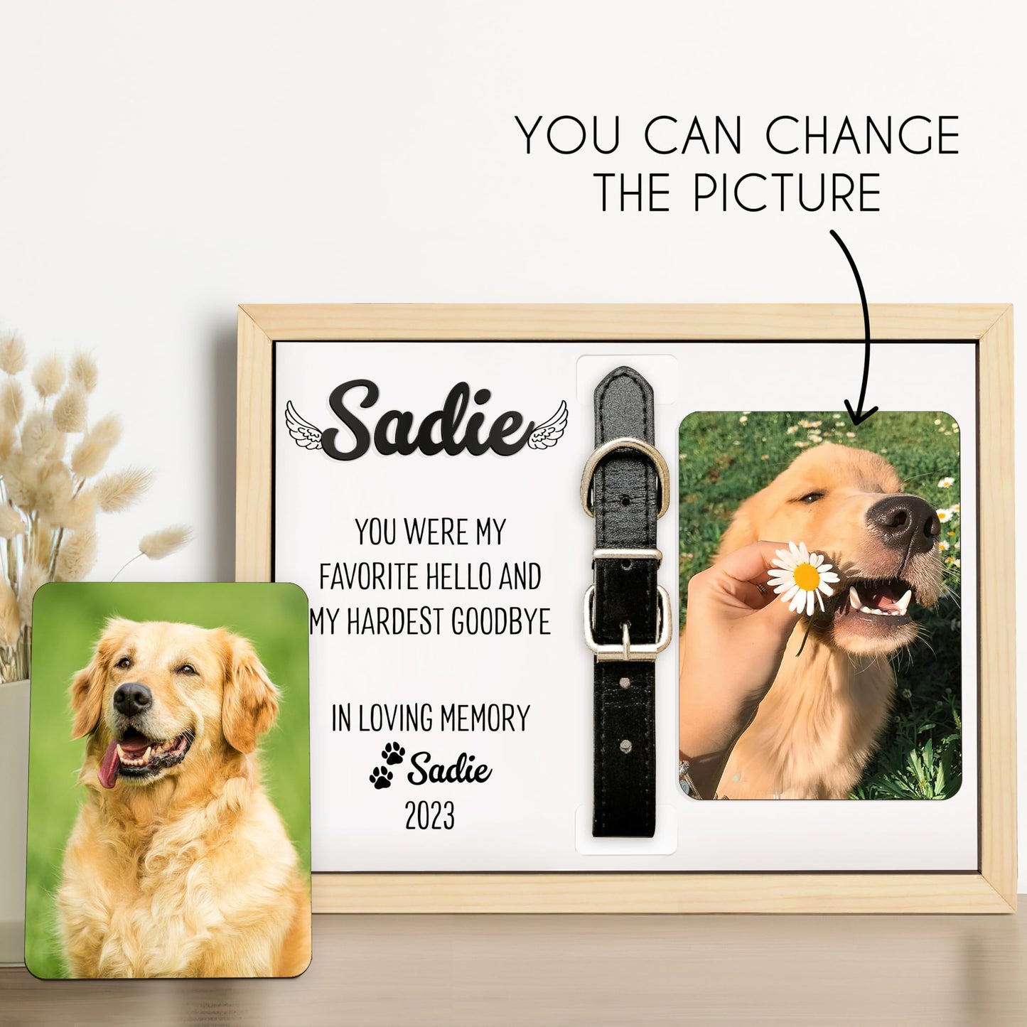 Personalized Dog Collar Memorial Frames, Pet Memorial Frame, Dog Lover Gift