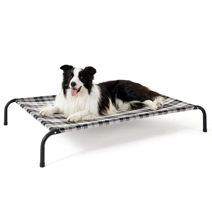 Bedsure Elevated Raised Cooling Cots Bed for Large Dogs, Portable Indoor & Outdoor Pet Hammock with Skid-Resistant Feet, Frame with Breathable Mesh, Grey, 49 inches