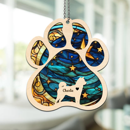 Dog Memorial Suncatcher, Personalized Pet Memorial Suncatcher with Custom Dog Breed and Name, Dog Memorial Gifts For Loss Of Dog, Dog Bereavement Gift SC60