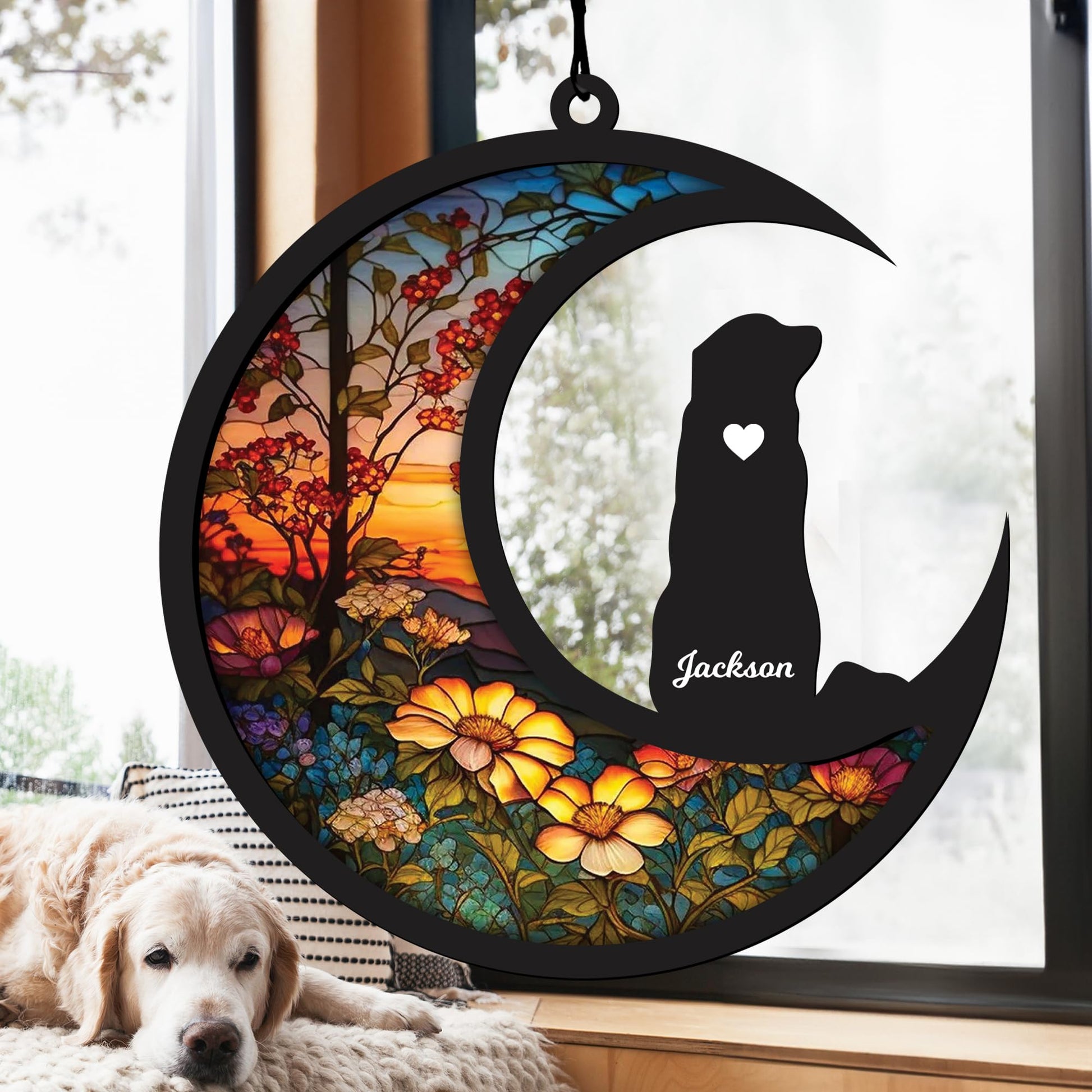 Personalized Pet Memorial Suncatcher with Custom Dog Name