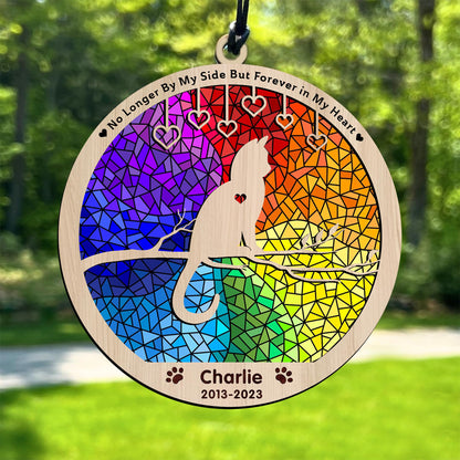 Pet Memorial Suncatcher| Loss of Pet Sympathy Gift| Handmade Custom Name Cat Decor, Engraved Cat Lovers Gift for Mothers Birthday