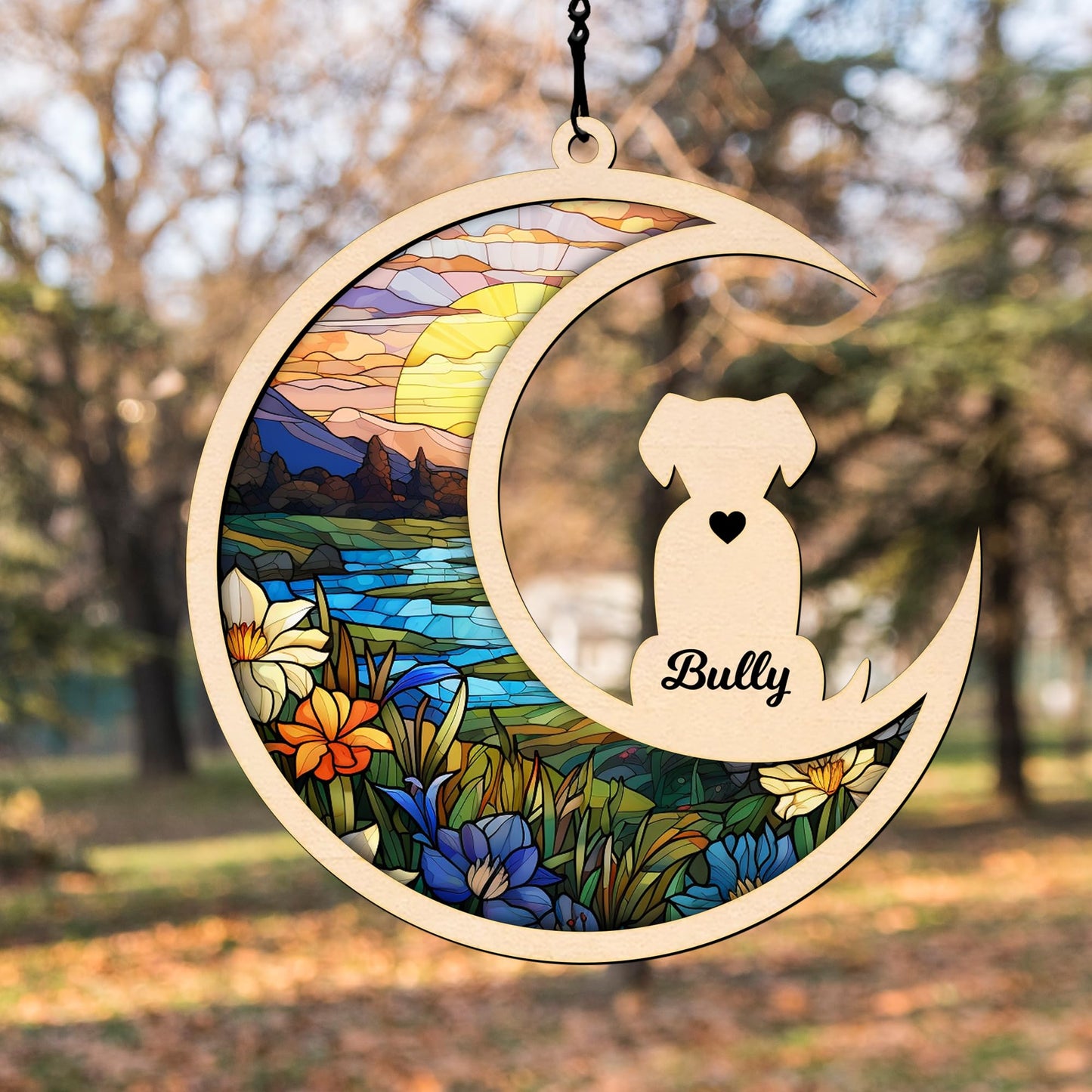 Dog Memorial Suncatcher, Personalized Pet Memorial Suncatcher with Custom Dog Breed and Name, Dog Memorial Gifts For Loss Of Dog, Dog Bereavement Gift SC60