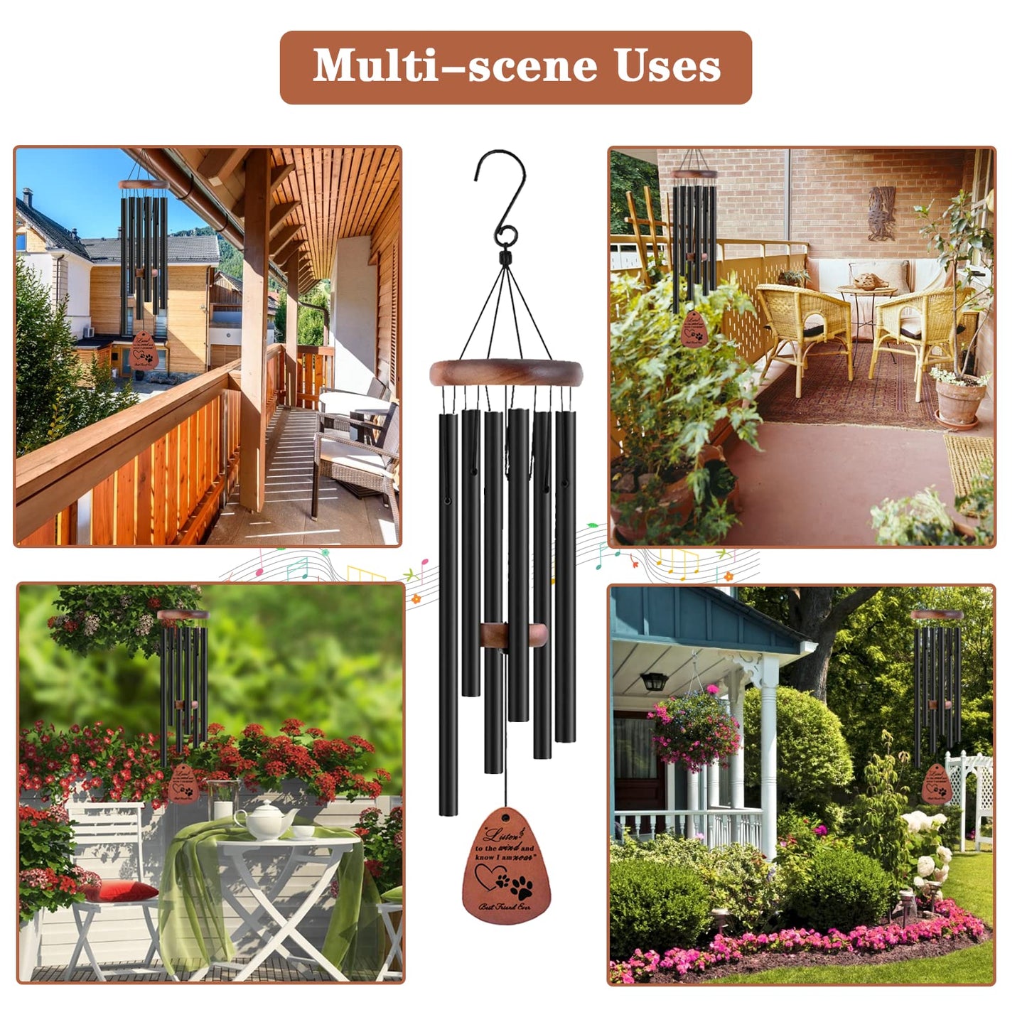 28" Pet Memorial Wind Chimes, Dog Memorial Gifts, Pet Loss Gifts