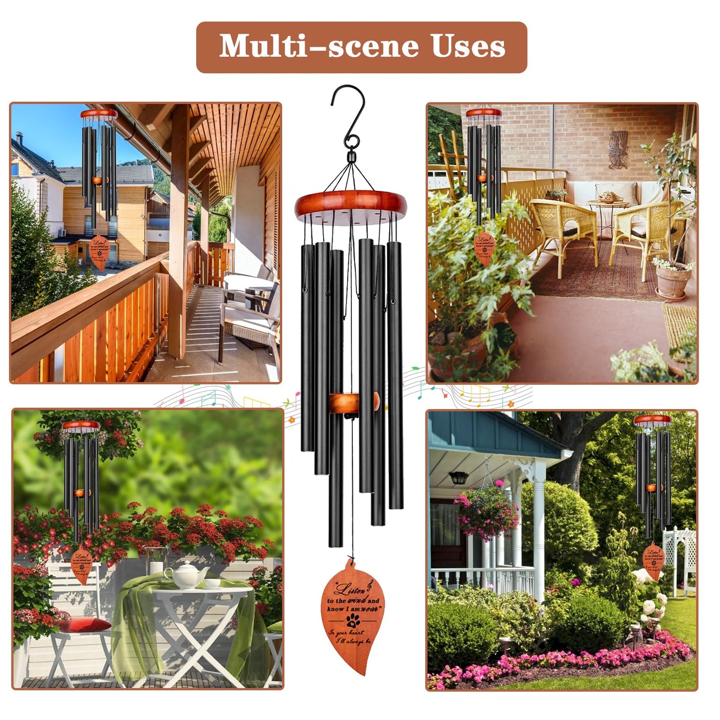 28" Pet Memorial Wind Chimes, Dog Memorial Gifts, Pet Loss Gifts