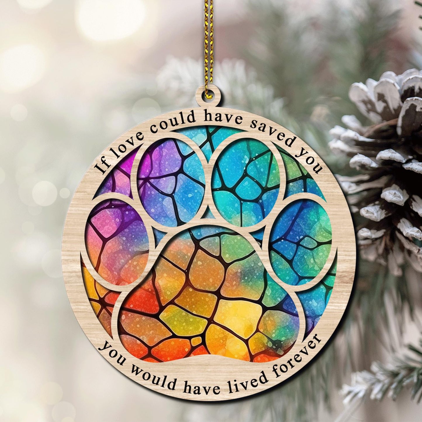 Hyturtle Pet Memorial Suncatcher Gifts for Loss of Dog Cat - Paw Dog Cat Memorial Ornament - Pet Memorial Gifts, Sympathy Remembrance Gifts for Loss of Pet, Pet Memorial Gifts for Christmas