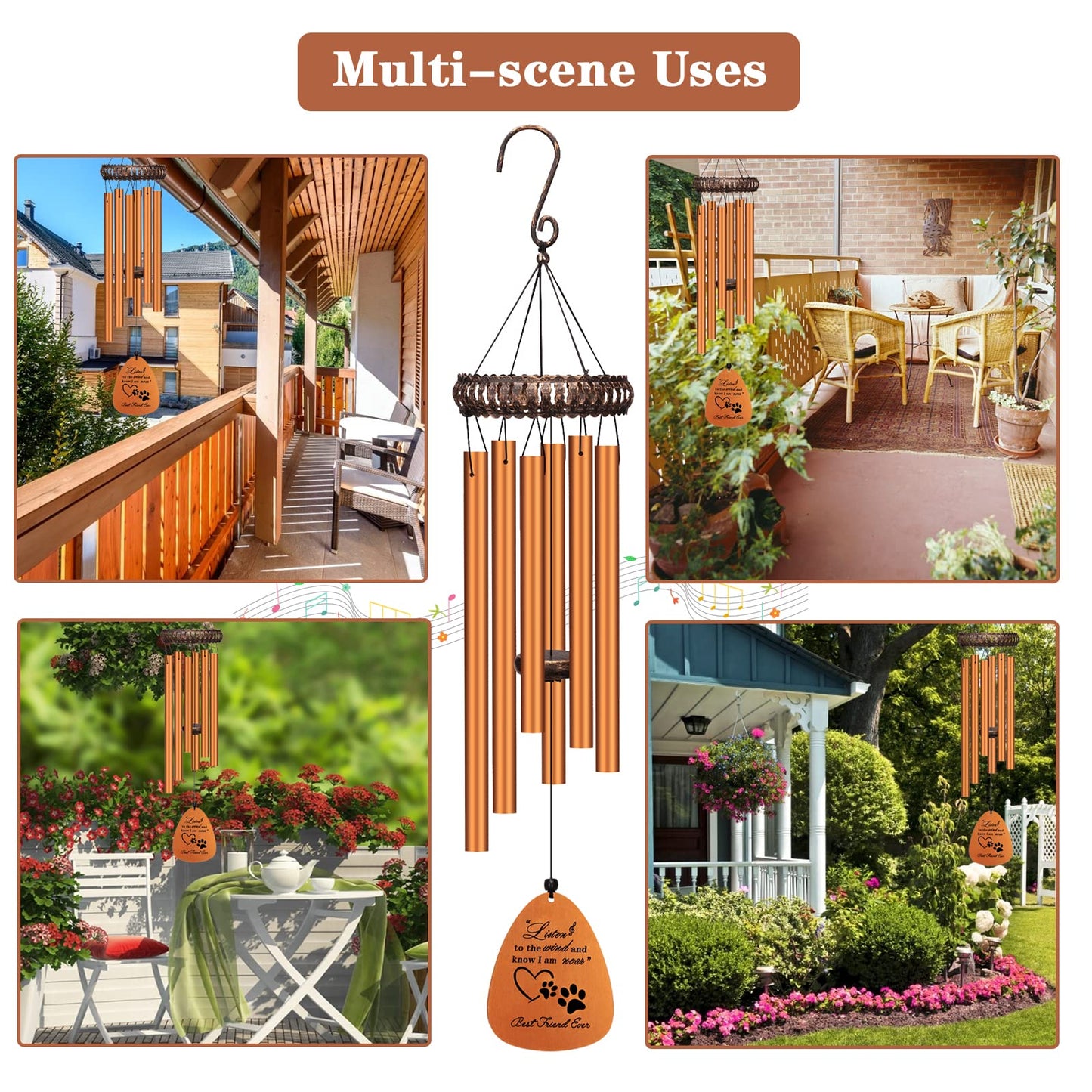 28" Pet Memorial Wind Chimes, Dog Memorial Gifts, Pet Loss Gifts