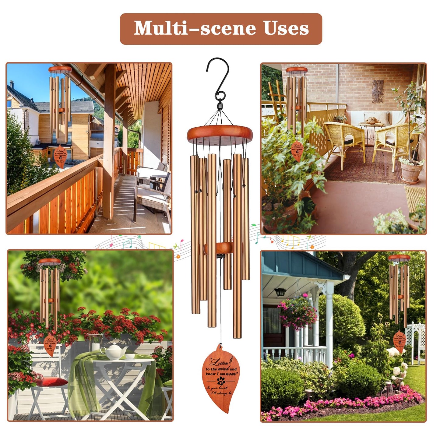 28" Pet Memorial Wind Chimes, Dog Memorial Gifts, Pet Loss Gifts