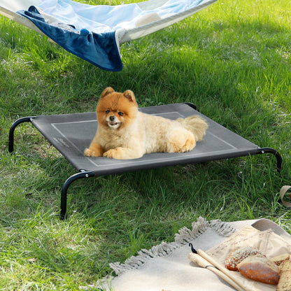 Bedsure Elevated Raised Cooling Cots Bed for Large Dogs, Portable Indoor & Outdoor Pet Hammock with Skid-Resistant Feet, Frame with Breathable Mesh, Grey, 49 inches