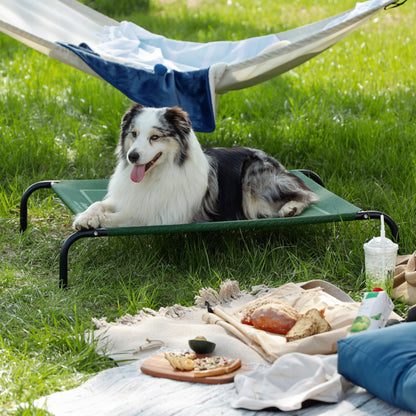 Bedsure Elevated Raised Cooling Cots Bed for Large Dogs, Portable Indoor & Outdoor Pet Hammock with Skid-Resistant Feet, Frame with Breathable Mesh, Grey, 49 inches