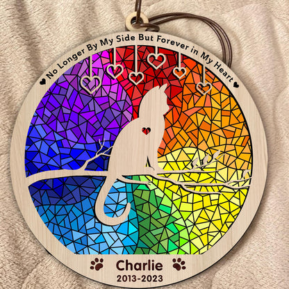 Pet Memorial Suncatcher| Loss of Pet Sympathy Gift| Handmade Custom Name Cat Decor, Engraved Cat Lovers Gift for Mothers Birthday