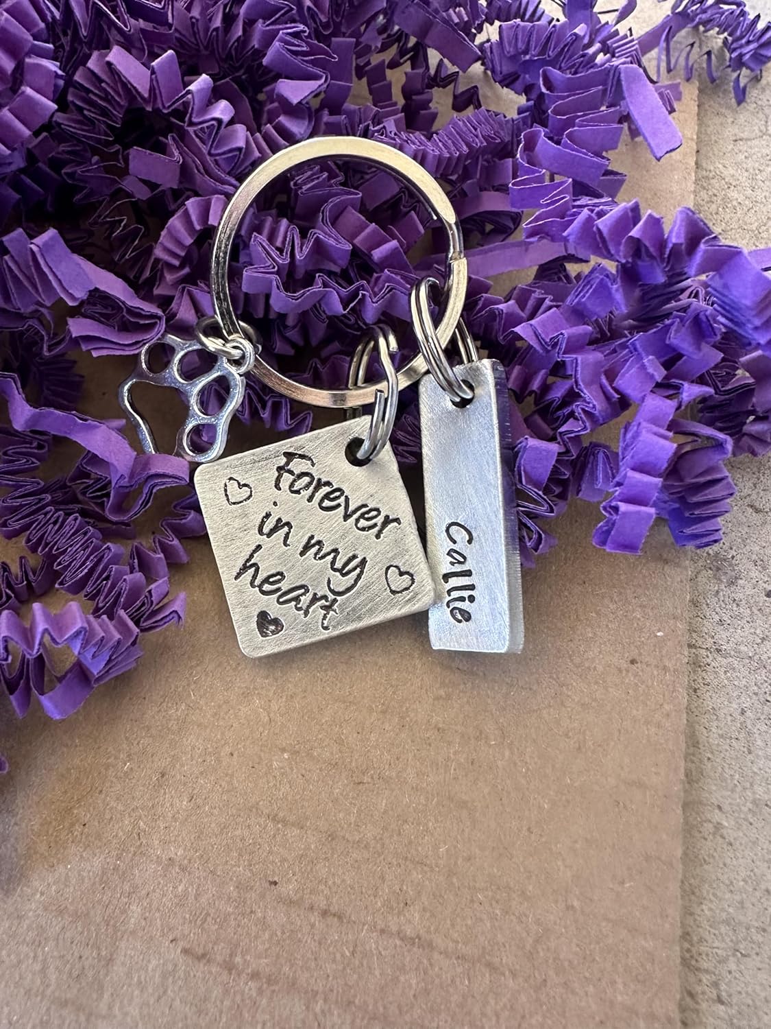 Personalized dog memorial keychain forever in my heart