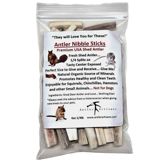 Antler Nibble Sticks by Antler Artisans, Squirrels and Small Animal Chews Treats, Teeth Health, Deer and Elk Antler Chews for Chipmunks, Hedgehogs, Guinea pigs, Rats, All-Natural Nutrition