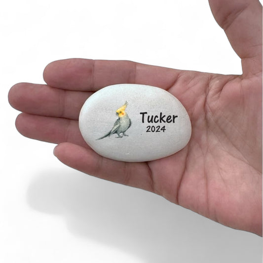 Cockatiel Memorial Stone - Handcrafted Stone Personalized by Florida-Funshine